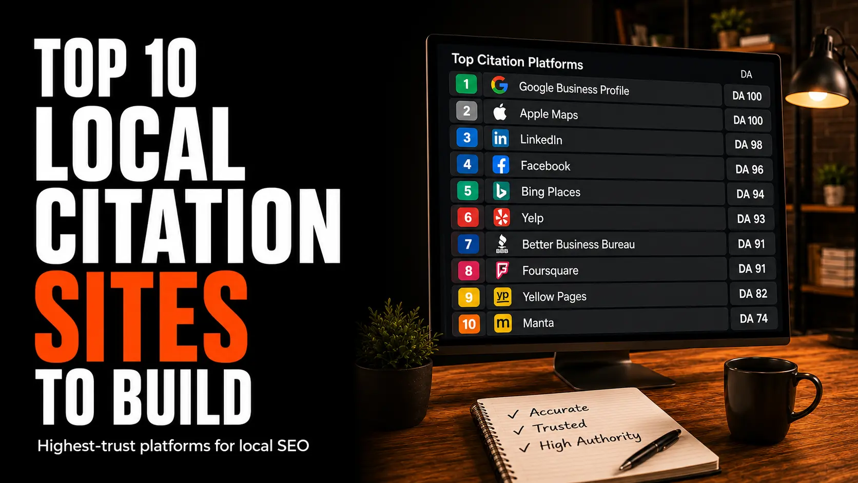 The Top 10 Citation Websites for Local SEO infographic